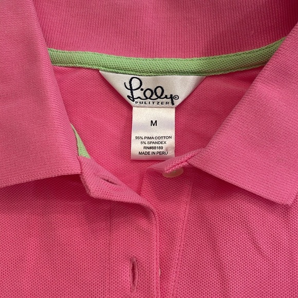 Lilly Pulitzer pink polo shirt 95% cotton 5% spandex - Picture 2 of 6